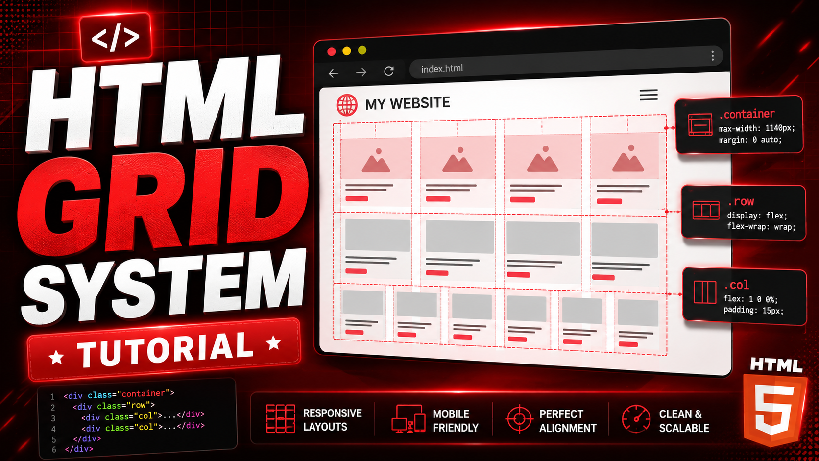 Responsive HTML Grid System tutorial thumbnail